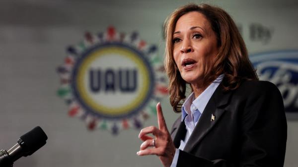 Donald Trump, left, and Kamala Harris debate at The National Constitution Center on September 10, 2024 in Philadelphia, Pennsylvania.